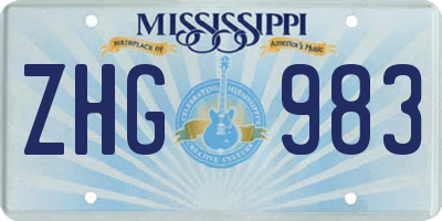 MS license plate ZHG983
