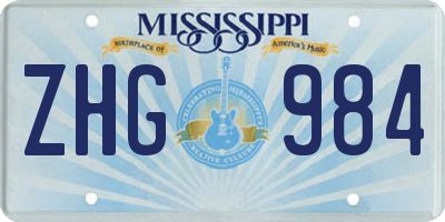 MS license plate ZHG984