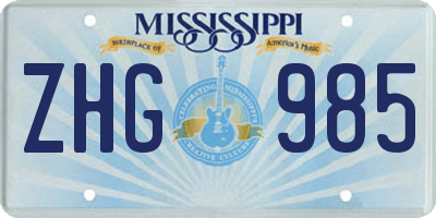 MS license plate ZHG985