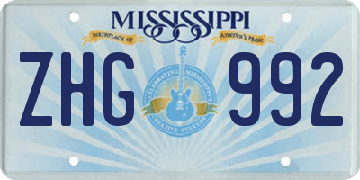 MS license plate ZHG992