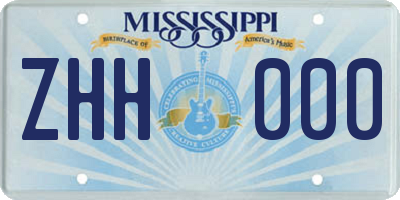 MS license plate ZHH000