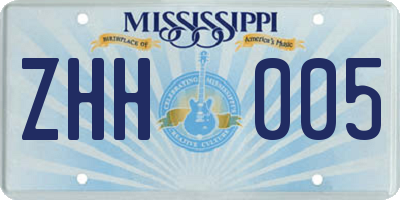 MS license plate ZHH005