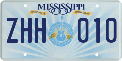 MS license plate ZHH010