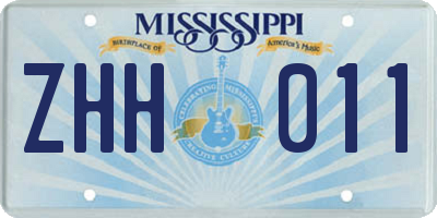 MS license plate ZHH011