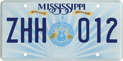 MS license plate ZHH012
