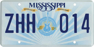 MS license plate ZHH014