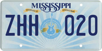 MS license plate ZHH020