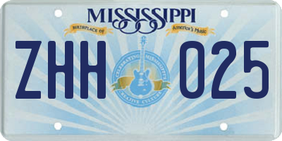MS license plate ZHH025