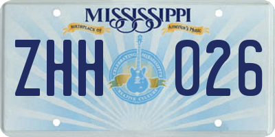 MS license plate ZHH026