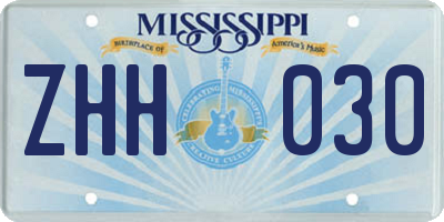 MS license plate ZHH030