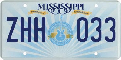 MS license plate ZHH033