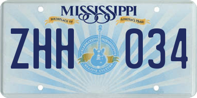 MS license plate ZHH034