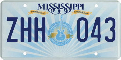 MS license plate ZHH043