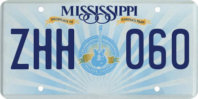 MS license plate ZHH060