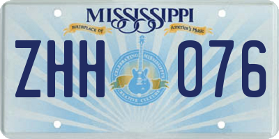 MS license plate ZHH076
