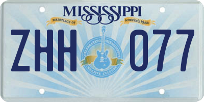 MS license plate ZHH077