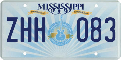 MS license plate ZHH083