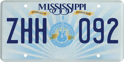 MS license plate ZHH092