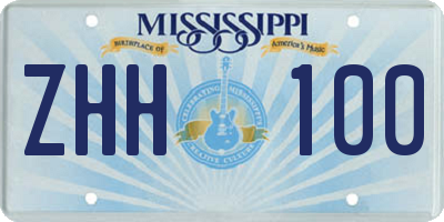 MS license plate ZHH100