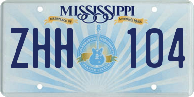 MS license plate ZHH104