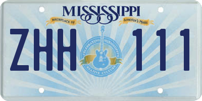 MS license plate ZHH111