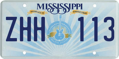 MS license plate ZHH113