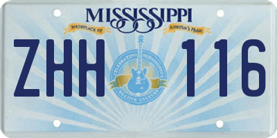 MS license plate ZHH116
