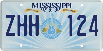 MS license plate ZHH124