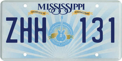 MS license plate ZHH131
