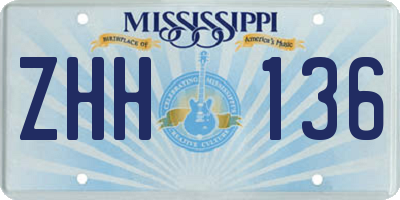 MS license plate ZHH136