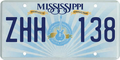 MS license plate ZHH138