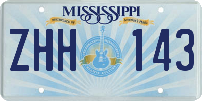 MS license plate ZHH143