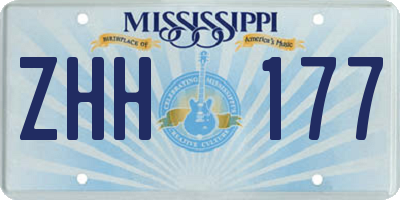 MS license plate ZHH177