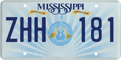 MS license plate ZHH181