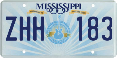 MS license plate ZHH183
