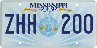 MS license plate ZHH200