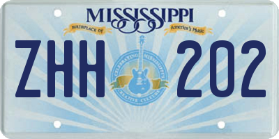 MS license plate ZHH202