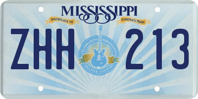 MS license plate ZHH213