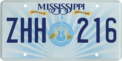 MS license plate ZHH216