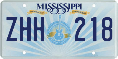 MS license plate ZHH218