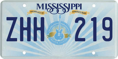 MS license plate ZHH219