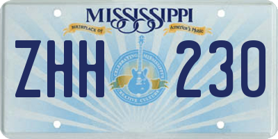 MS license plate ZHH230
