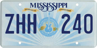 MS license plate ZHH240