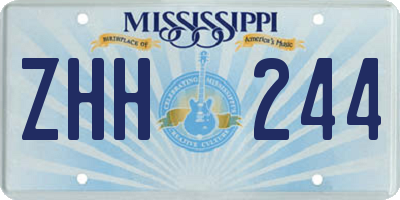 MS license plate ZHH244