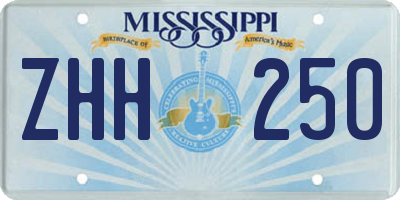 MS license plate ZHH250