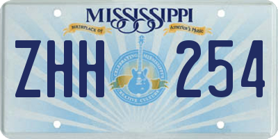 MS license plate ZHH254