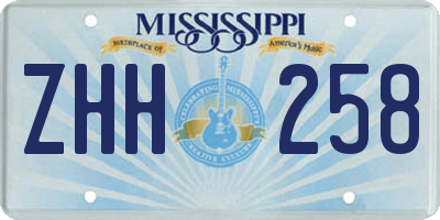MS license plate ZHH258