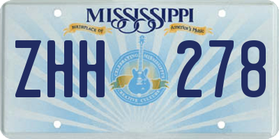 MS license plate ZHH278