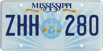 MS license plate ZHH280