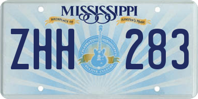 MS license plate ZHH283